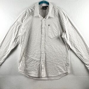 Volcom Stone Men's Button Down Long Sleeve Shirt White w Pin Stripes Size XL